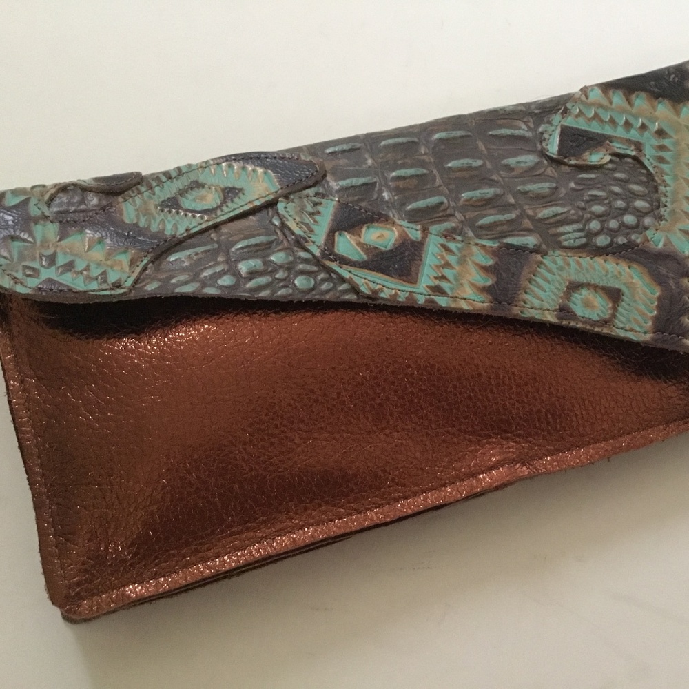 Weathered Soul Jewelry Artisan Crafted Copper Metallic Leather Clutch: Brand New